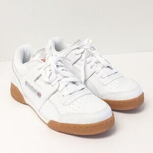 Reebok Workout Plus Sneakers, White Leather, Men's 6 M
